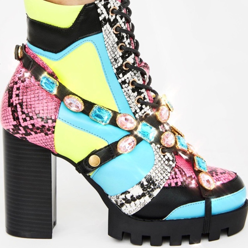 ‼️LAST PAIR‼️color rhinestone heel booties boots - Picture 4 of 6